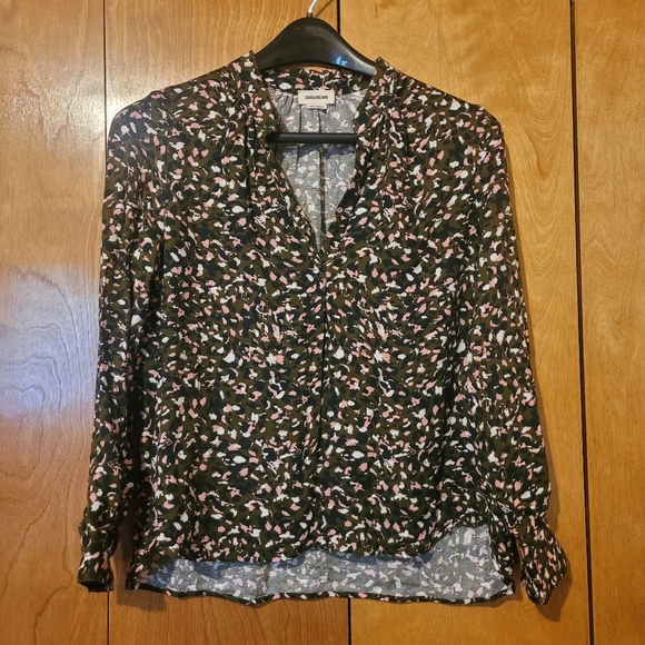 ZADIG & VOLTAIRE Tink Abstract Print Top Blouse Shirt Women’s S Black Multi - Picture 4 of 14